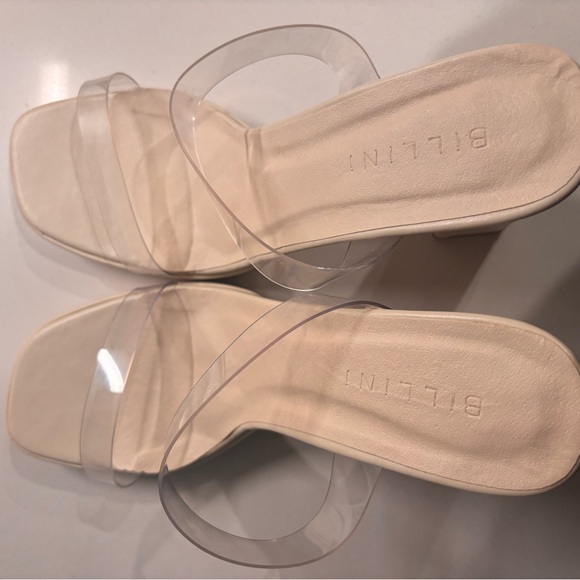 Billini Elegant Bone Clear Block Heel Sandals - Picture 8 of 9